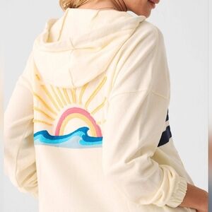 Faherty Daybreak Beach Hoodie XL Cream Sunrise Wave Graphic Coastal Pullover